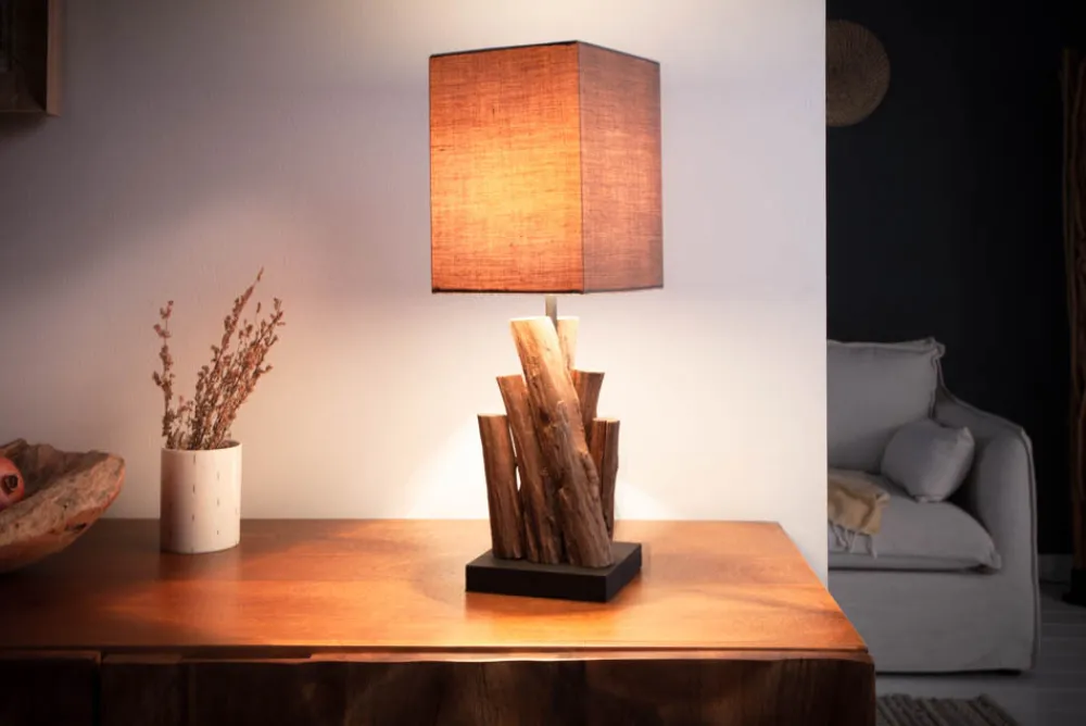 Riess-Ambiente Mehr...|Mehr... > Handgefertigte Tischlampe PURE NATURE 45cm Eisenholz mit Baumwollschirm