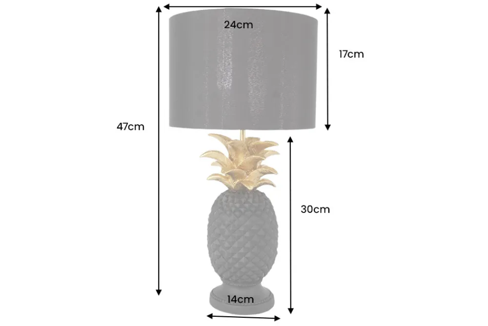 Riess-Ambiente Tischlampen > Handgefertigte Tischlampe PINEAPPLE 50cm schwarz Ananas-Design gold mit Stoffschirm