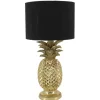 Riess-Ambiente Tischlampen > Handgefertigte Tischlampe PINEAPPLE 50cm gold schwarz Ananas-Design mit Stoffschirm
