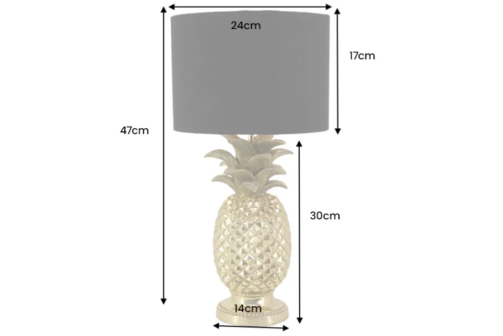 Riess-Ambiente Tischlampen > Handgefertigte Tischlampe PINEAPPLE 50cm gold schwarz Ananas-Design mit Stoffschirm