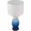 Riess-Ambiente Tischlampen > Handgefertigte Tischlampe PINEAPPLE 50cm blau weiß Ananas-Design mit Stoffschirm