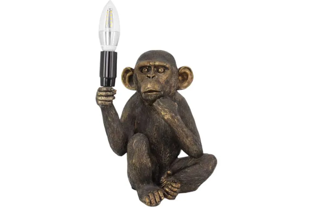Riess-Ambiente Tischlampen > Handgefertigte Tischlampe SCHIMPANZEE 25cm schwarz Affen-Skulptur