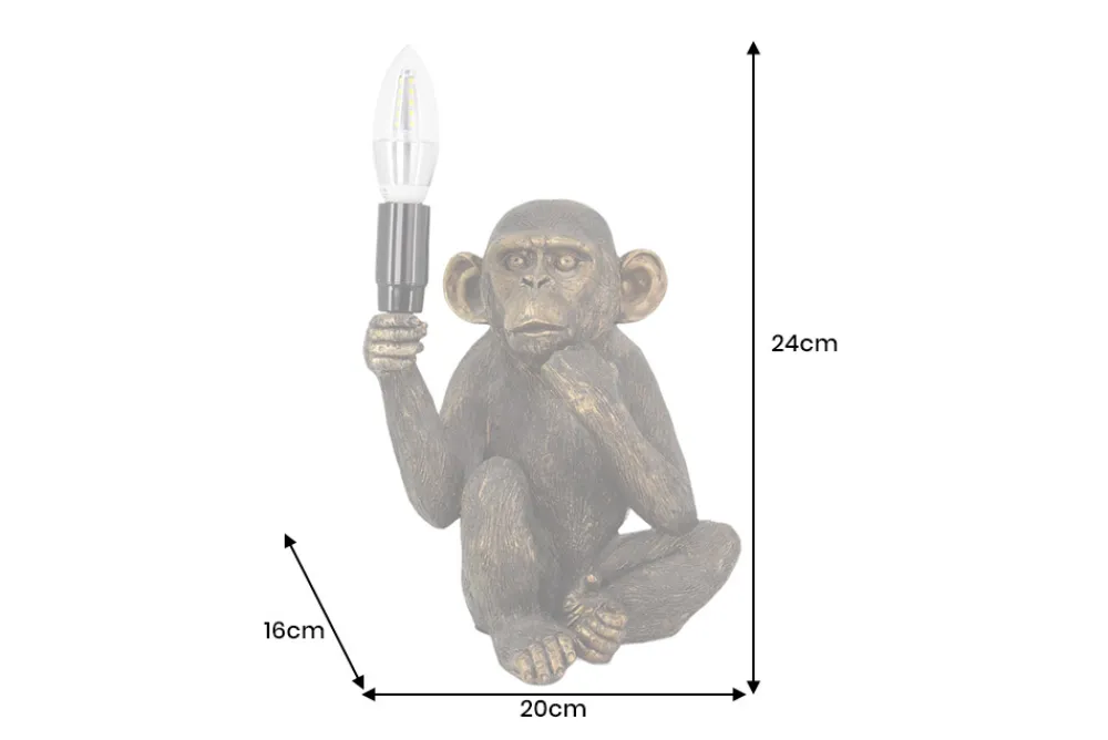 Riess-Ambiente Tischlampen > Handgefertigte Tischlampe SCHIMPANZEE 25cm schwarz Affen-Skulptur