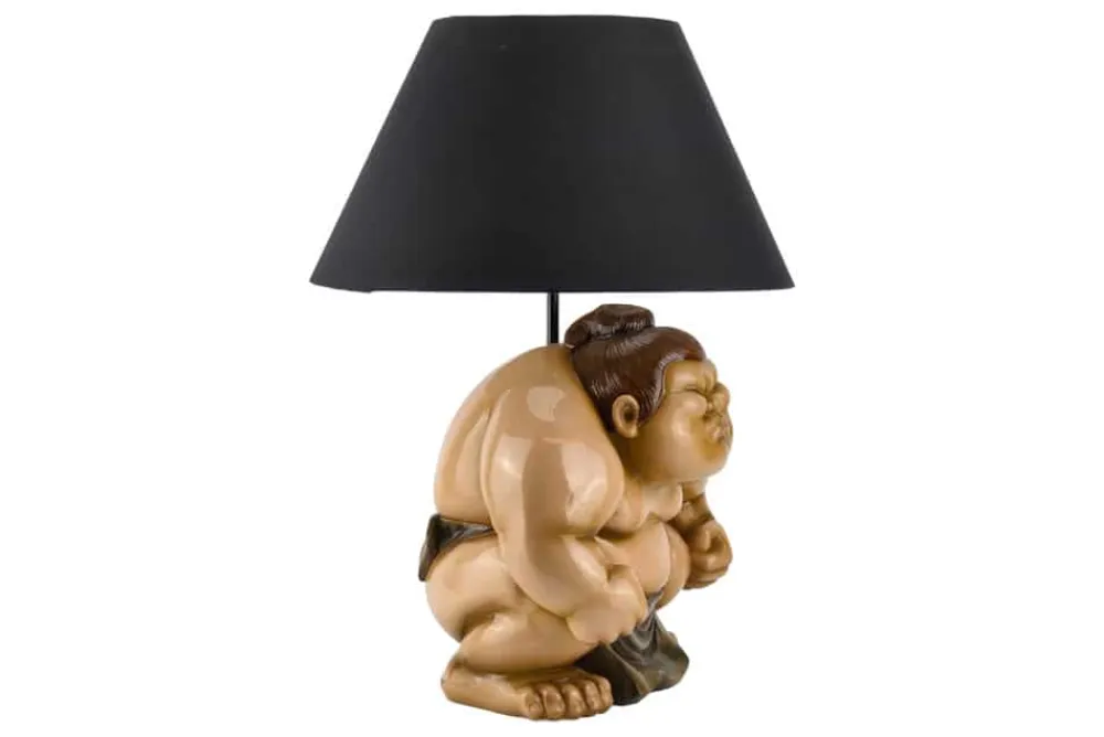 Riess-Ambiente Tischlampen > Handgefertigte Tischlampe SUMO 50cm schwarz Skulptur Stoffschirm