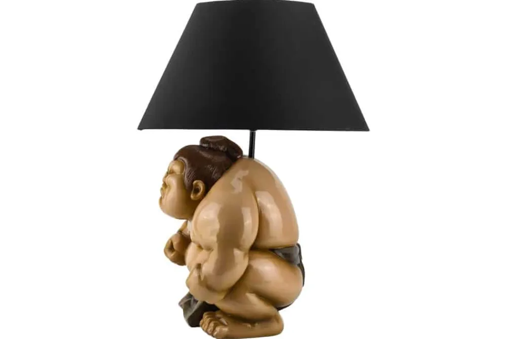 Riess-Ambiente Tischlampen > Handgefertigte Tischlampe SUMO 50cm schwarz Skulptur Stoffschirm