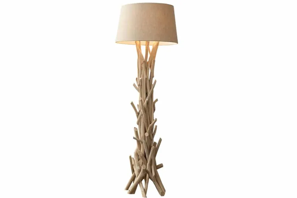 Riess-Ambiente Mehr...|Mehr... > Handgefertigte Treibholz Stehlampe WILD NATURE 155cm sand mit Leinenschirm