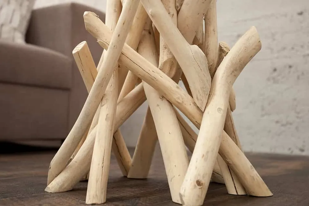 Riess-Ambiente Mehr...|Mehr... > Handgefertigte Treibholz Stehlampe WILD NATURE 155cm sand mit Leinenschirm