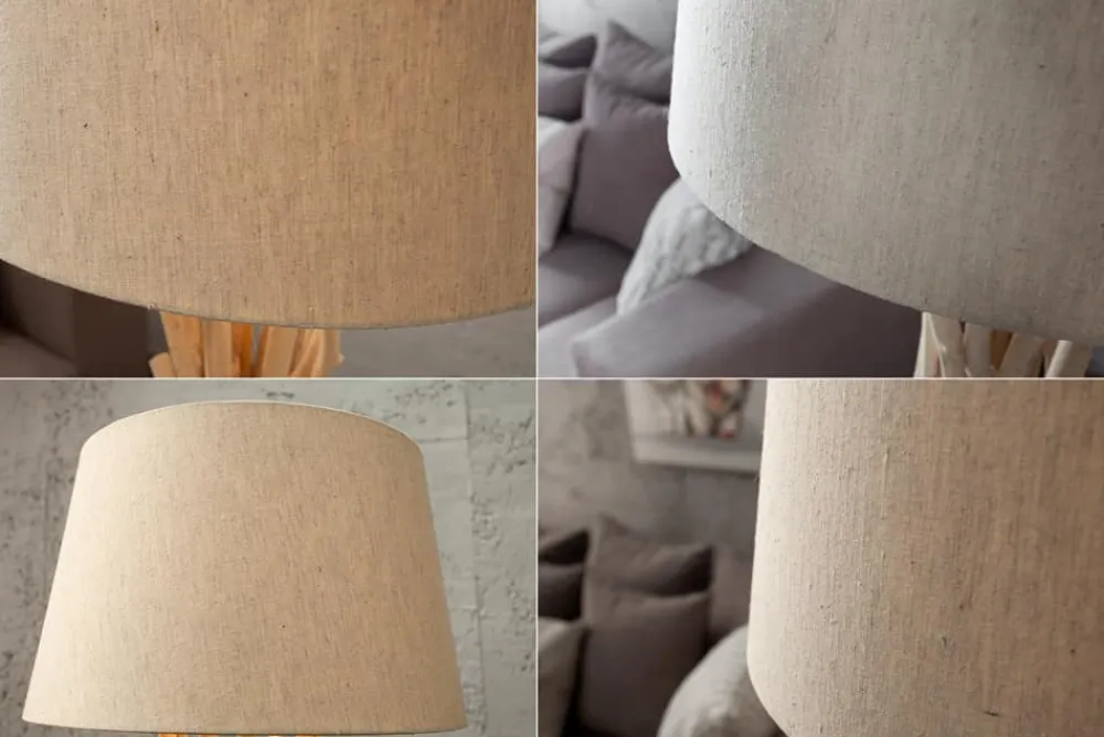 Riess-Ambiente Mehr...|Mehr... > Handgefertigte Treibholz Stehlampe WILD NATURE 155cm sand mit Leinenschirm