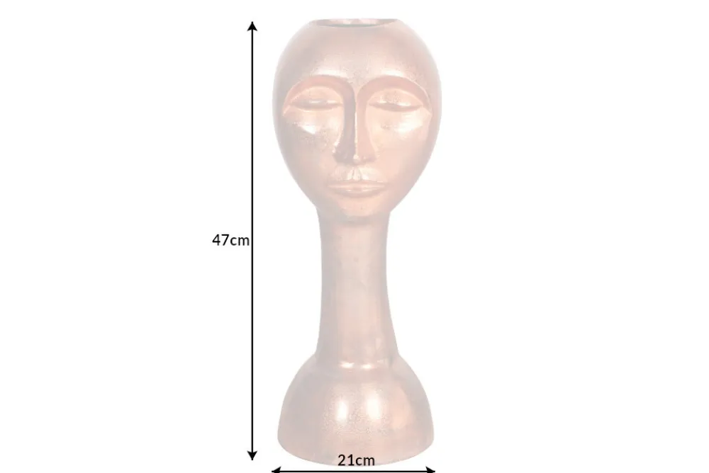Riess-Ambiente Dekoration|Vasen > Handgefertigte Vase FACE 50cm Kupfer-Look Antik Aluminium abstrakt