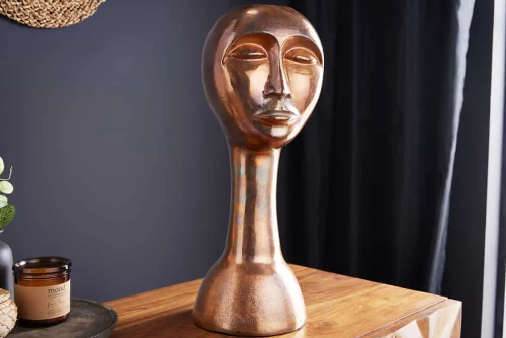 Riess-Ambiente Dekoration|Vasen > Handgefertigte Vase FACE 50cm Kupfer-Look Antik Aluminium abstrakt