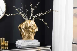 Riess-Ambiente Goldene Möbel|Vasen > Handgefertigte Vase LIQUID 30cm gold Metall Hammerschlag Design