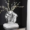 Riess-Ambiente Vasen > Handgefertigte Vase LIQUID 25cm silber Metall Hammerschlag Design