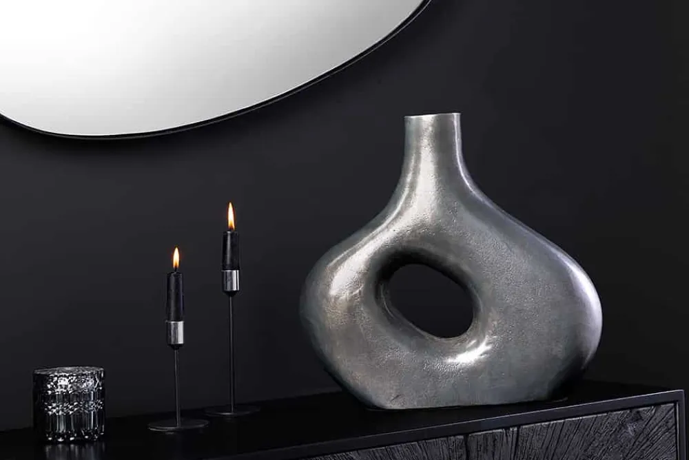 Riess-Ambiente Vasen > Handgefertigte Vase RING 30cm dunkelgrau Metall Dekoration Blumenvase