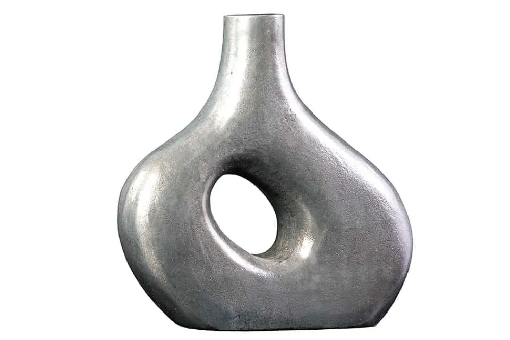 Riess-Ambiente Vasen > Handgefertigte Vase RING 30cm dunkelgrau Metall Dekoration Blumenvase