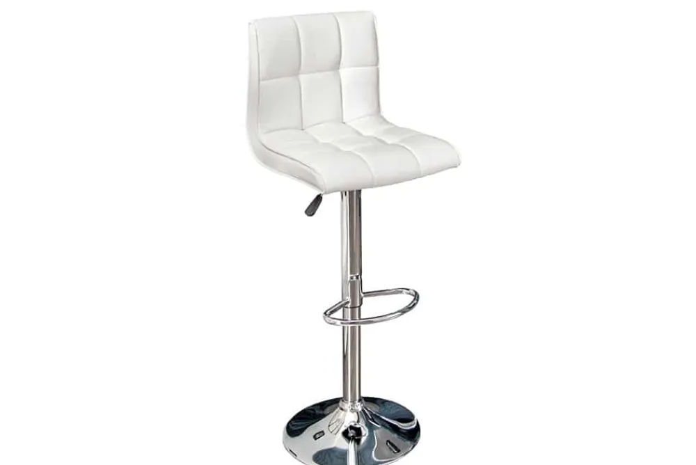 Riess-Ambiente Barhocker > Höhenverstellbarer Barhocker MODENA weiß Kunstleder Metall verchromt mit Lehne drehbar