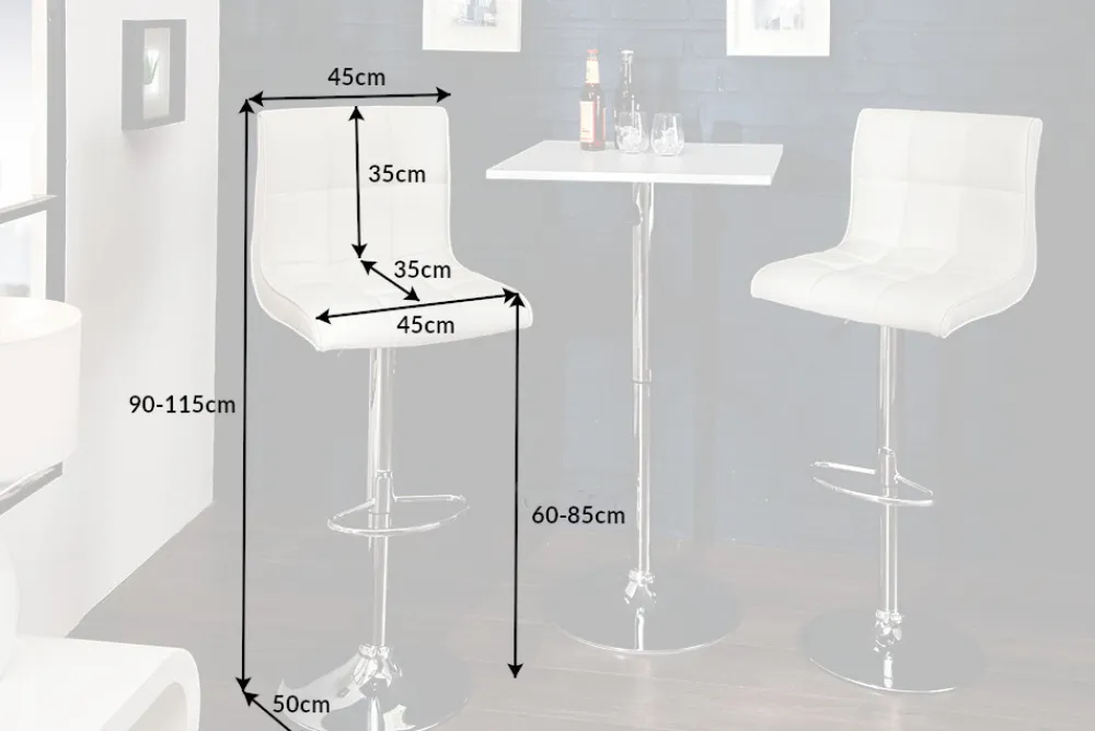 Riess-Ambiente Barhocker > Höhenverstellbarer Barhocker MODENA weiß Kunstleder Metall verchromt mit Lehne drehbar