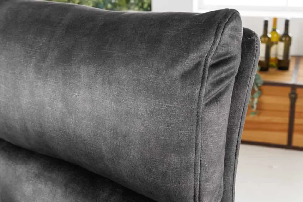 Riess-Ambiente Industrial Loft|Retro Möbel > Höhenverstellbarer Barhocker COMFORT dunkelgrau Samt drehbar mit Lehne Metall schwarz