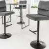 Riess-Ambiente Industrial Loft|Retro Möbel > Höhenverstellbarer Barhocker COMFORT grau Cord drehbar mit Lehne Metall schwarz