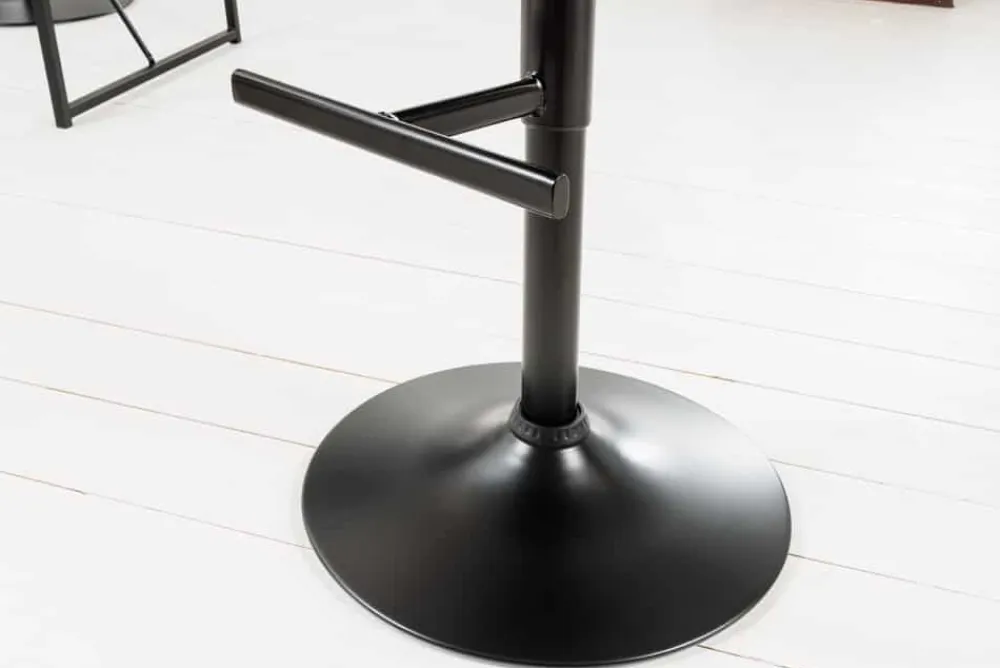 Riess-Ambiente Industrial Loft|Retro Möbel > Höhenverstellbarer Barhocker COMFORT grau Cord drehbar mit Lehne Metall schwarz