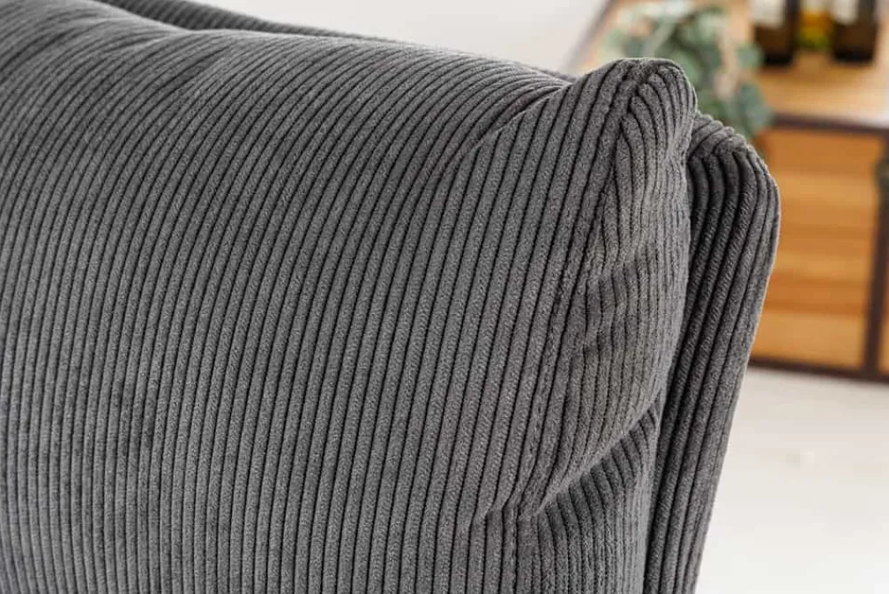 Riess-Ambiente Industrial Loft|Retro Möbel > Höhenverstellbarer Barhocker COMFORT grau Cord drehbar mit Lehne Metall schwarz