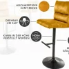 Riess-Ambiente Industrial Loft|Retro Möbel > Höhenverstellbarer Barhocker COMFORT senfgelb Samt drehbar mit Lehne Metall schwarz
