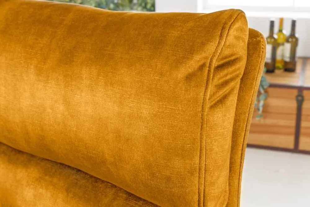 Riess-Ambiente Industrial Loft|Retro Möbel > Höhenverstellbarer Barhocker COMFORT senfgelb Samt drehbar mit Lehne Metall schwarz