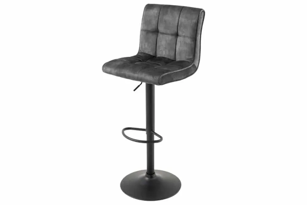 Riess-Ambiente Barhocker|Samt Möbel > Höhenverstellbarer Barhocker MODENA grau Samt Metall schwarz drehbar