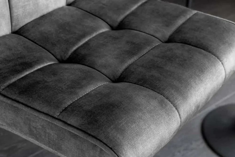 Riess-Ambiente Barhocker|Samt Möbel > Höhenverstellbarer Barhocker MODENA grau Samt Metall schwarz drehbar