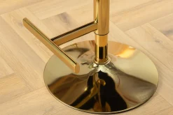 Riess-Ambiente Barhocker|Samt Möbel > Höhenverstellbarer Barhocker CASTLE DELUXE beige Samt gold Edelstahl mit Löwenkopf