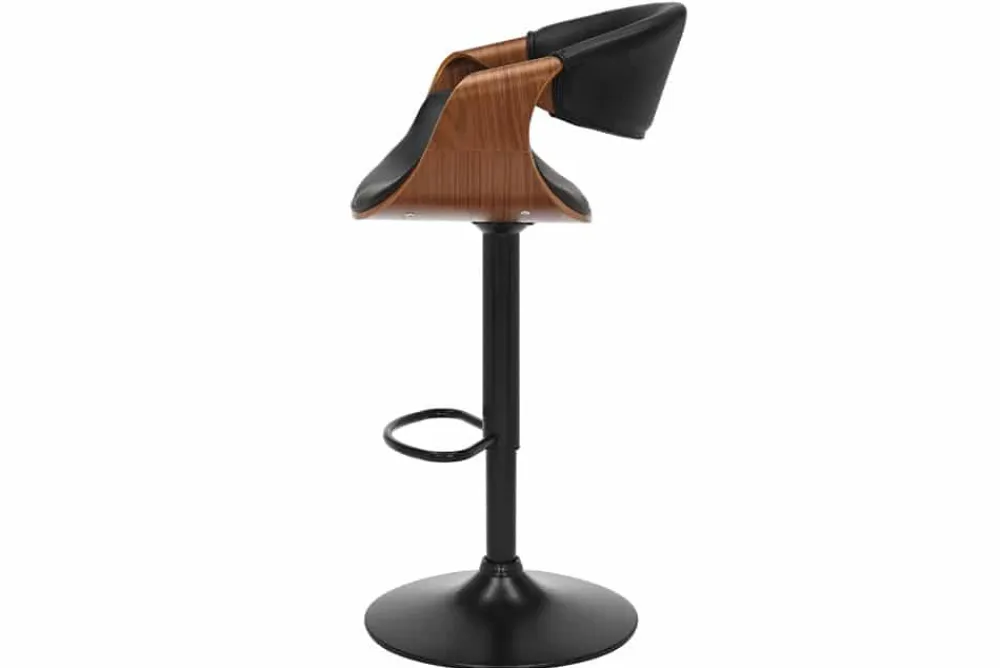 Riess-Ambiente Retro Möbel|Barhocker > Höhenverstellbarer Barhocker ORGANIC schwarz Kunstleder natur Walnuss mit Armlehne