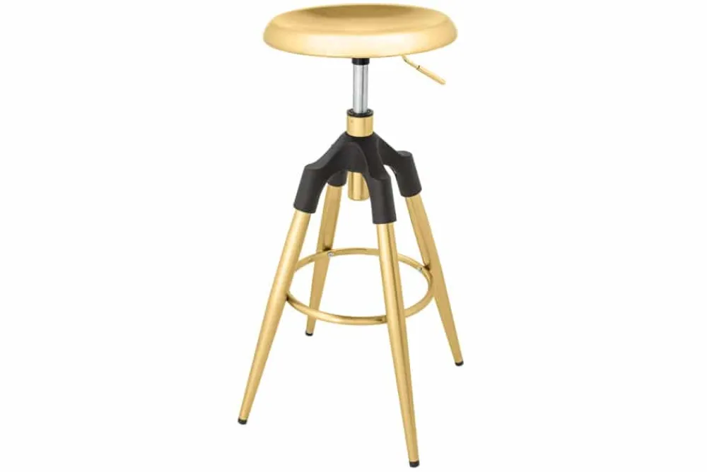 Riess-Ambiente Goldene Möbel|Industrial Loft > Höhenverstellbarer Barhocker INDUSTRIAL gold schwarz Metall rund drehbar Industrial Design