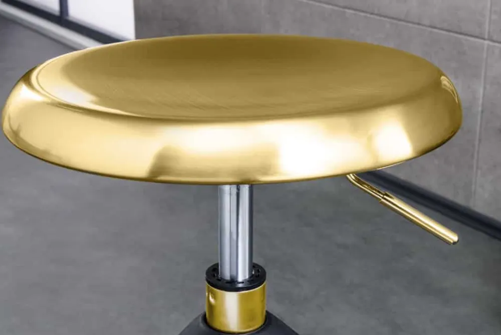 Riess-Ambiente Goldene Möbel|Industrial Loft > Höhenverstellbarer Barhocker INDUSTRIAL gold schwarz Metall rund drehbar Industrial Design