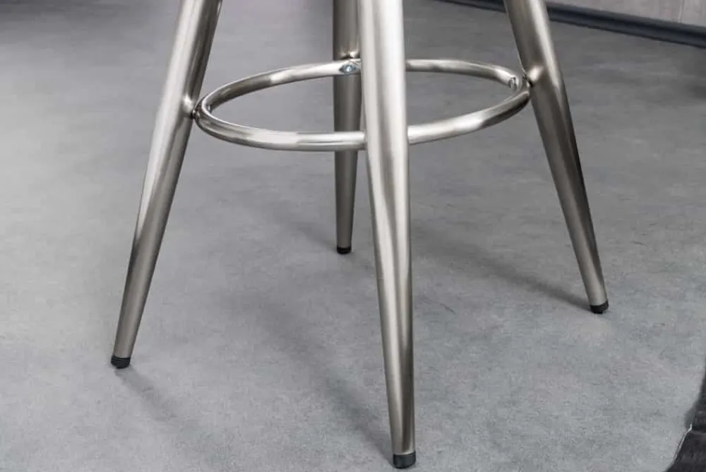 Riess-Ambiente Industrial Loft|Barhocker > Höhenverstellbarer Barhocker INDUSTRIAL Chrom gebürstet silber schwarz Metall rund drehbar