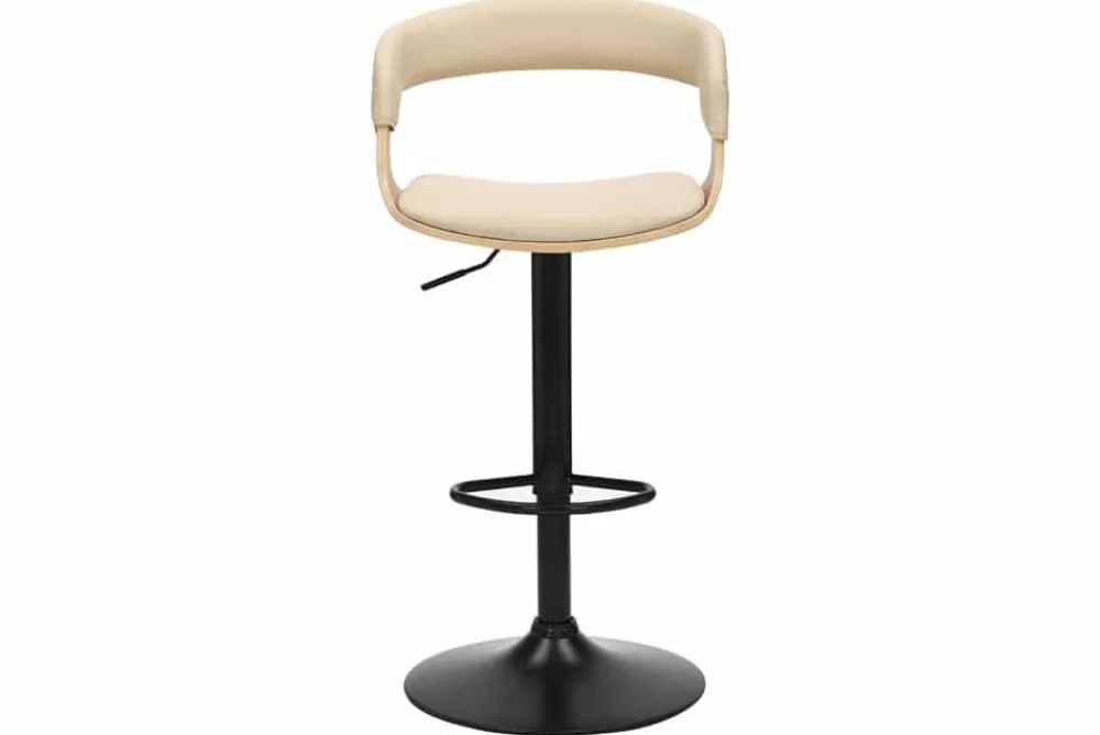 Riess-Ambiente Retro Möbel|Barhocker > Höhenverstellbarer Barhocker MANHATTAN natur Eiche creme beige Kunstleder drehbar