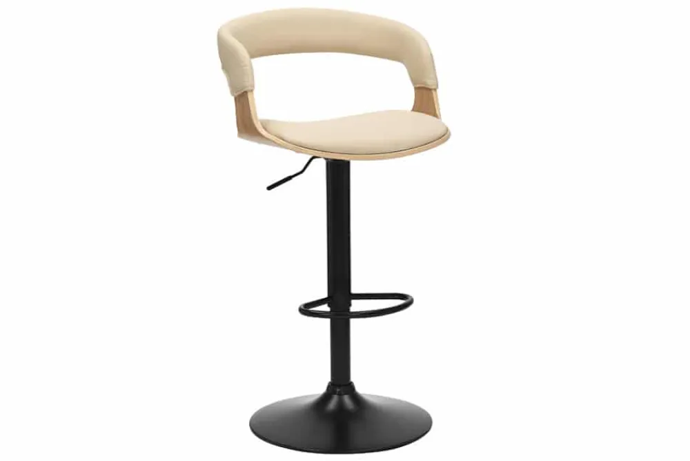Riess-Ambiente Retro Möbel|Barhocker > Höhenverstellbarer Barhocker MANHATTAN natur Eiche creme beige Kunstleder drehbar