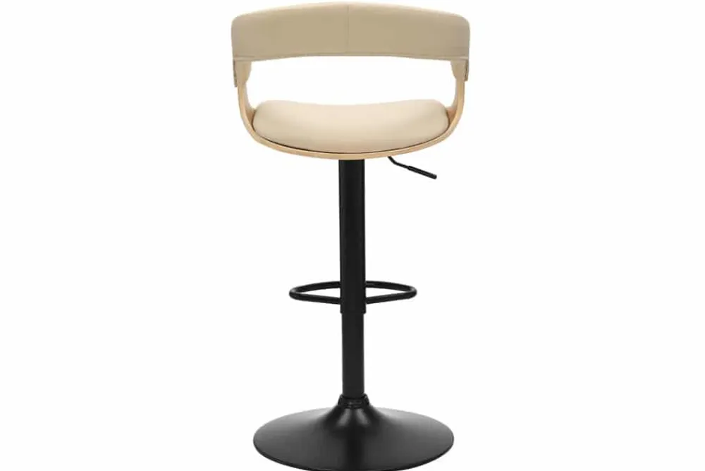 Riess-Ambiente Retro Möbel|Barhocker > Höhenverstellbarer Barhocker MANHATTAN natur Eiche creme beige Kunstleder drehbar