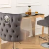 Riess-Ambiente Barhocker|Samt Möbel > Höhenverstellbarer Barhocker CASTLE DELUXE grau Samt silber Edelstahl Löwenkopf