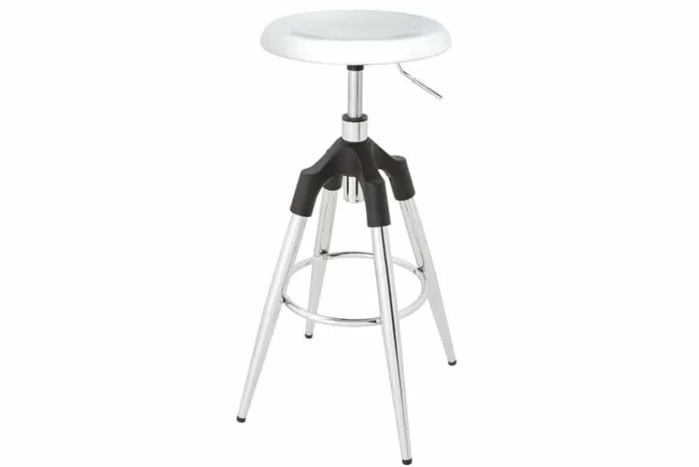 Riess-Ambiente Industrial Loft|Retro Möbel > Höhenverstellbarer Barhocker INDUSTRIAL Chrom silber schwarz Metall rund drehbar