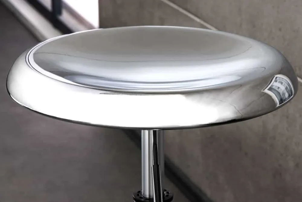 Riess-Ambiente Industrial Loft|Retro Möbel > Höhenverstellbarer Barhocker INDUSTRIAL Chrom silber schwarz Metall rund drehbar
