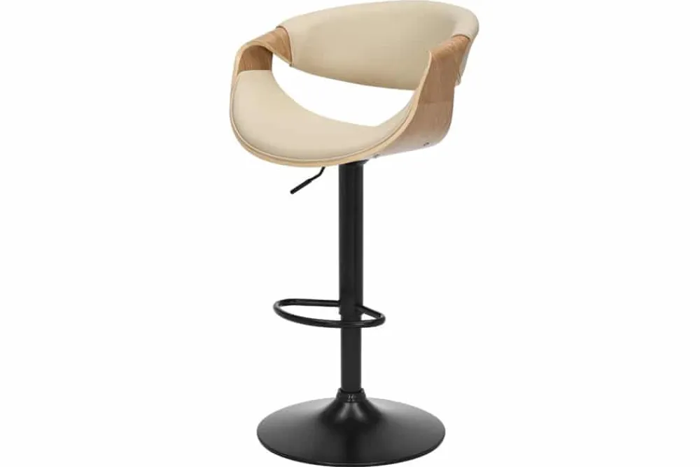 Riess-Ambiente Retro Möbel|Barhocker > Höhenverstellbarer Barhocker ORGANIC natur Eiche creme beige Kunstleder mit Armlehne