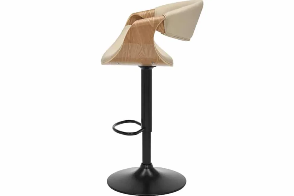 Riess-Ambiente Retro Möbel|Barhocker > Höhenverstellbarer Barhocker ORGANIC natur Eiche creme beige Kunstleder mit Armlehne