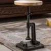 Riess-Ambiente Beistelltische|Mehr... > Höhenverstellbarer Beistelltisch ENGINEER 30cm Mangoholz Industrial Design massiv rund Eisen