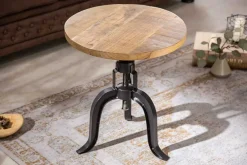 Riess-Ambiente Beistelltische|Mehr... > Höhenverstellbarer Beistelltisch ENGINEER 50cm Mangoholz Industrial Design massiv rund Eisen