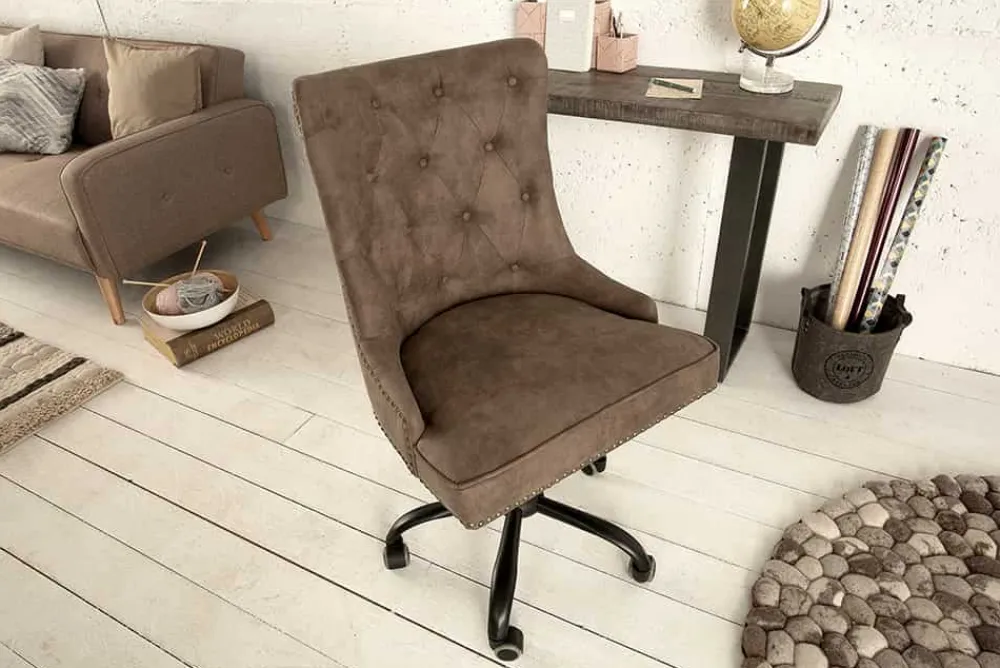 Riess-Ambiente Bürostühle > Höhenverstellbarer Bürostuhl VICTORIAN vintage taupe mit Armlehne