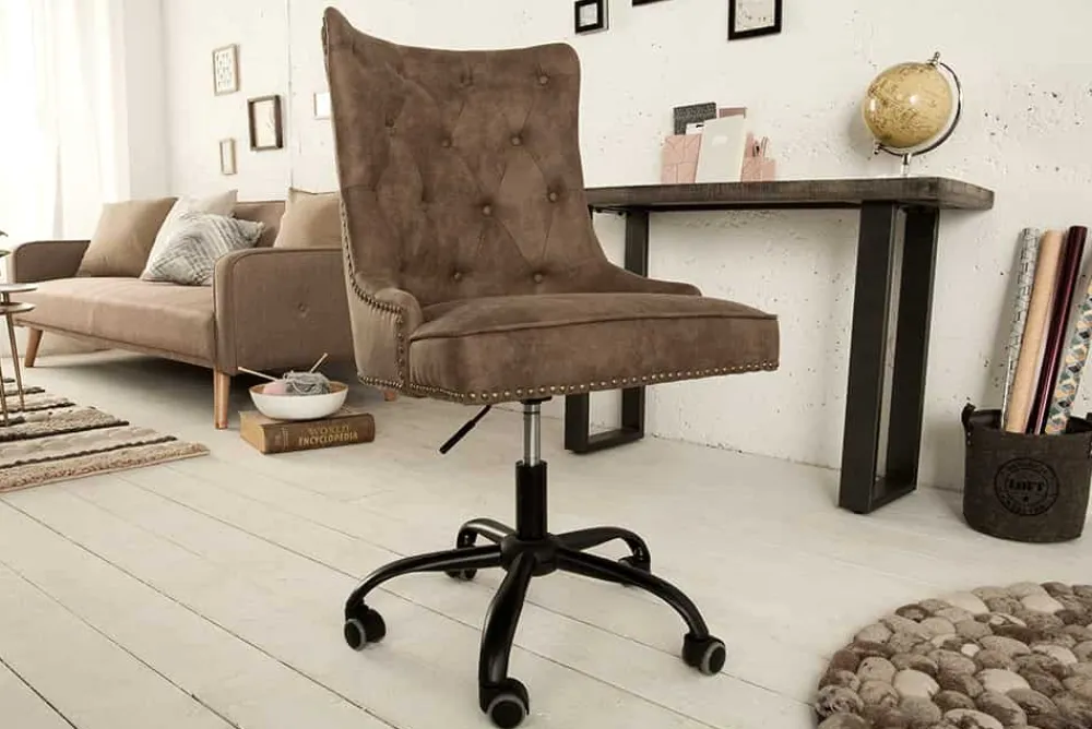 Riess-Ambiente Bürostühle > Höhenverstellbarer Bürostuhl VICTORIAN vintage taupe mit Armlehne