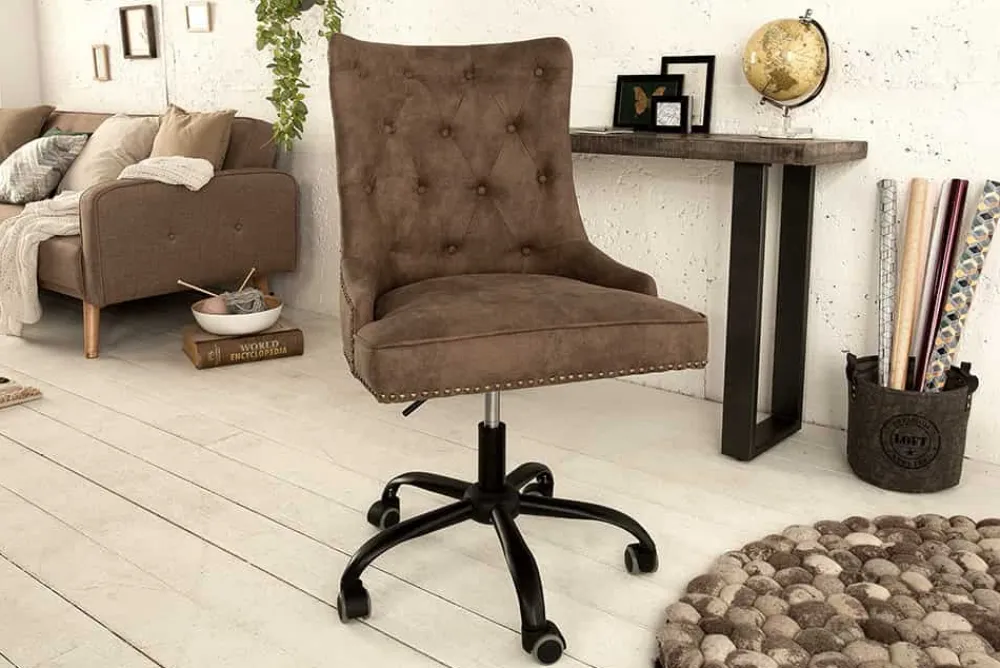 Riess-Ambiente Bürostühle > Höhenverstellbarer Bürostuhl VICTORIAN vintage taupe mit Armlehne