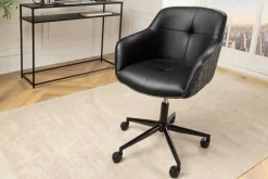 Riess-Ambiente Bürostühle > Höhenverstellbarer Bürostuhl EUPHORIA schwarz Kunstleder drehbar Ziersteppung gepolstert