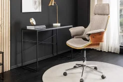 Riess-Ambiente Retro Möbel|Bürostühle > Höhenverstellbarer Bürostuhl MANHATTAN grau Walnuss mit Armlehne drehbar