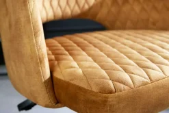 Riess-Ambiente Samt Möbel|Retro Möbel > Höhenverstellbarer Bürostuhl PARIS senfgelb Samt schwarz Armlehnen Drehstuhl