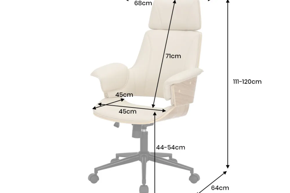 Riess-Ambiente Retro Möbel|Bürostühle > Höhenverstellbarer Bürostuhl MANHATTAN natur Eiche creme beige Kunstleder drehbar